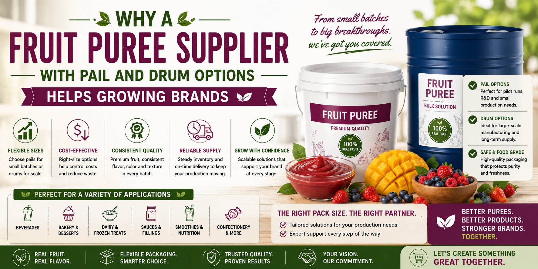 Why a Fruit Puree Supplier With Pail and Drum Options Helps Growing Brands