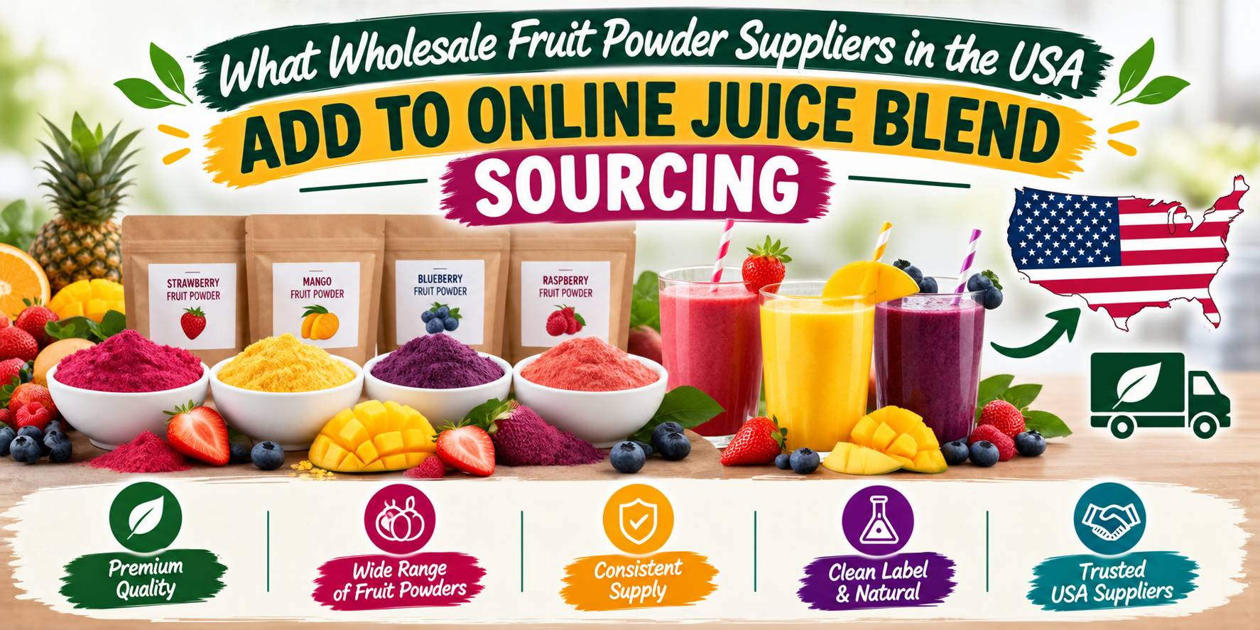 What Wholesale Fruit Powder Suppliers in the USA Add to Online Juice Blend Sourcing